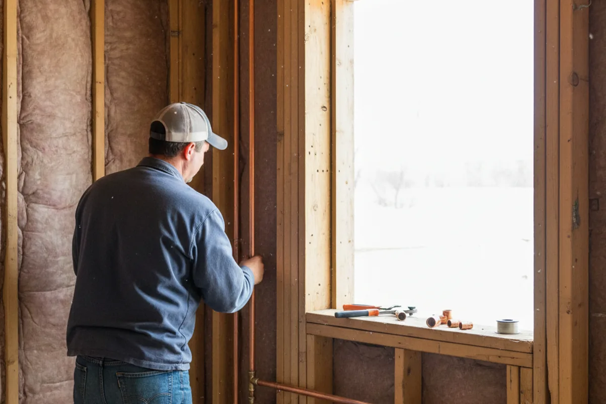 Licensed plumber running new copper supply lines in a Jackson Center home